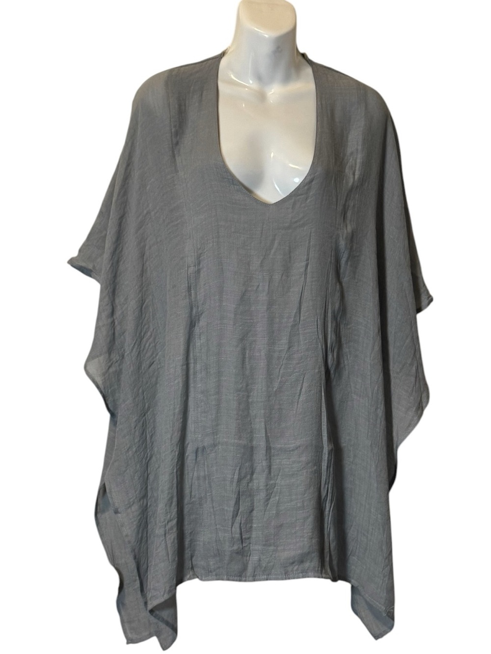 Umgee Gray Lightweight V-Neck Swim Coverup Caftan